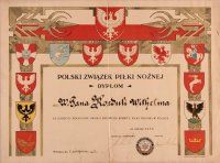 Dyplom Polskiego Związku Piłki Nożnej dla Wilhelma Korduli , 1933