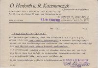 Druk firmowy warsztatu slusarsko-samochodowego O. Herforth u. R. Kaczmarczyk, 1945
