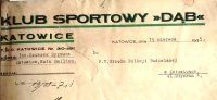 Nagłówek druku firmowego klubu Dąb Katowice, 1935 r.
