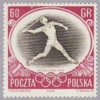 Polscy faworyci igrzysk olimpijskich w Melbourne, znaczek pocztowy, 1956