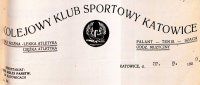 Nagłówek druku firmowego Kolejowego Klubu Sportowego Katowice, 1929
